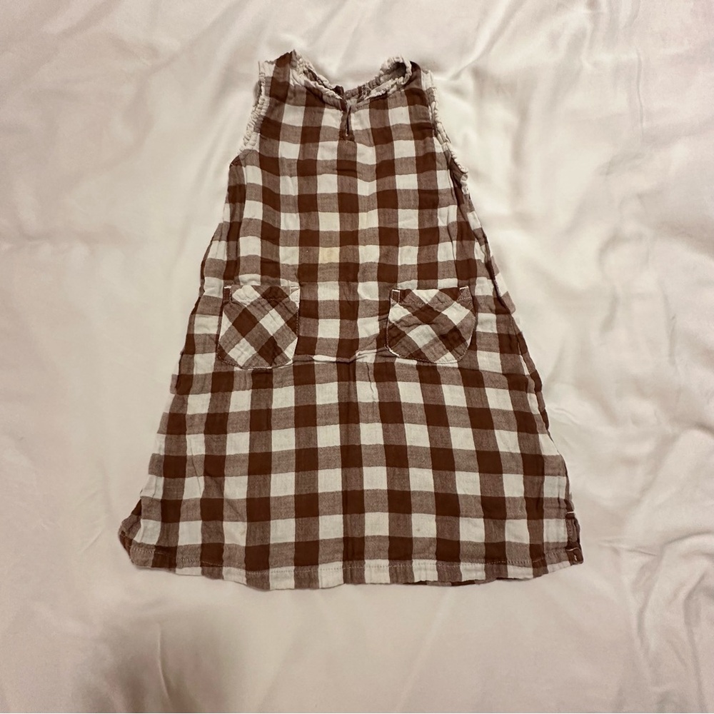 Seraph Brown and White Checkered Cotton Dress 100/3T